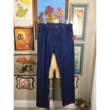Vintage 1970s Wrangler Men's Jeans 36x34 Dark Wash Denim Made in USA Cowboy Cut
