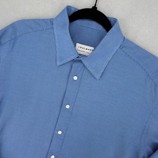 Ermenegildo Zegna Mens Blue Micro Check Long Sleeve Button Down Dress Shirt