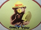 VINTAGE 1954 SMOKEY THE BEAR FOREST FIRE PREVENTION PORCELAIN METAL GAS OIL SIGN