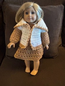 Tri Color Sweater Skirt Set for Eighteen Inch Doll - Beige Ivory and White