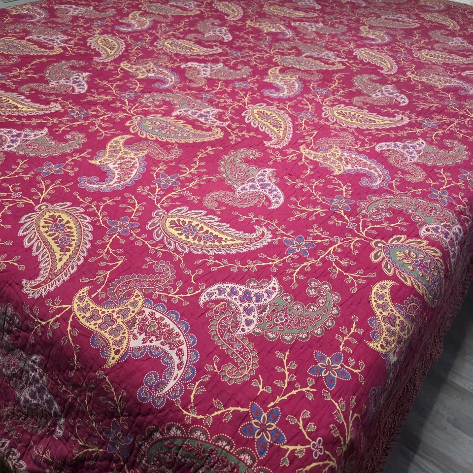 "Edredón de retazos florales rojos vintage Noble Excellence tamaño king 108x94""" Foto 2 de 4