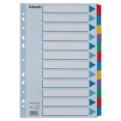 Esselte Karton-Register, blanko, A4, 12-teilig, mehrfarbig 3 bis 60x SPARE 63%