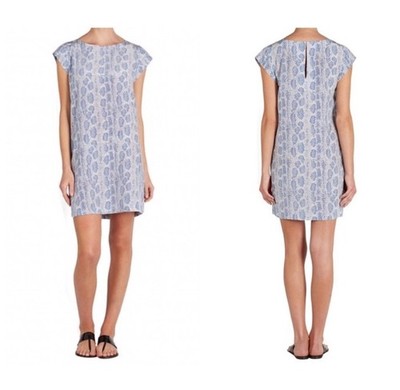 Joie Weaver Dress Sz L Light Blue Snake Python 100% Silk Lightweight Mini Shift