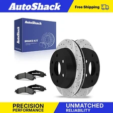 Rear Drilled Slotted Brake Rotors Ceramic Pads for Chevy Tahoe GMC Yukon