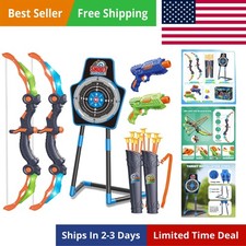 2 Bow and Arrow Sets with LED Light-up,2 Foam Dart Guns for Kids 5 6 7 8 9 10...