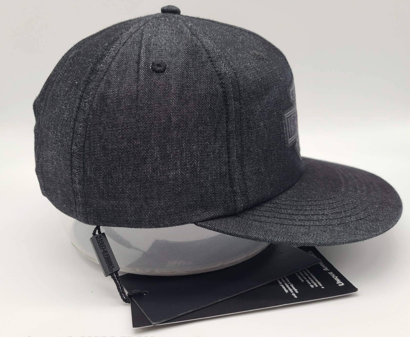 NWT Harley-Davidson Motor Cycles Black Denim Snapback Hat Cap Embroidered