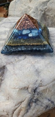 Orgone Pyramid Quartz, Amazonite,Snowflake Obsidian, And Copper/Brass
