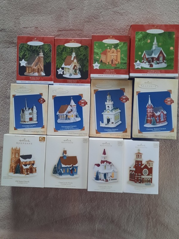 Complete Hallmark Keepsake CANDLELIGHT SERVICES Church Ornaments - SERIES OF 12