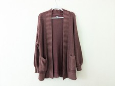 Aerie Burgundy Chunky Knit Oversized Open Front Cardigan Sweater Size XS/S