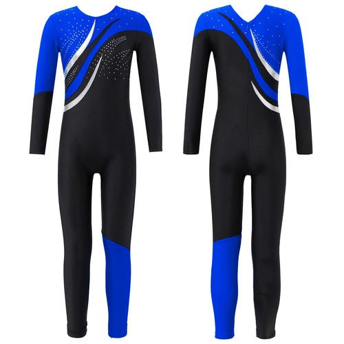 Kids Girls Dancewear Rhinestone Decorated Dance Leotard Shiny Dance Jumpsuit - Picture 34 of 42