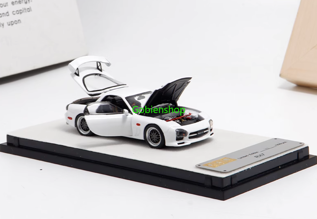 GB PGM 1:64 White JDM RX-7 FD3S Racing Sports Model Diecast