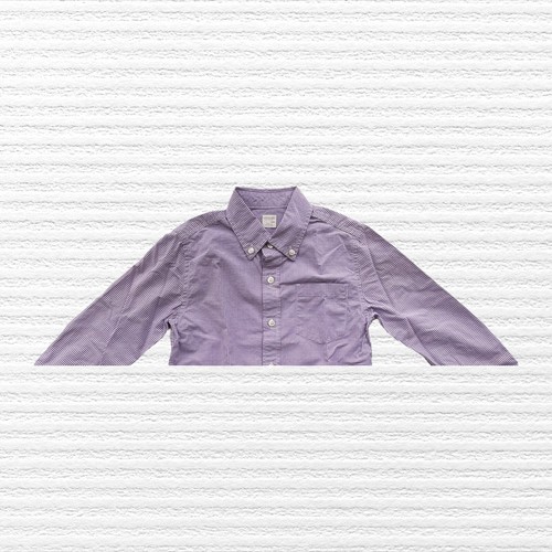 Crewcuts J Crew Boys Micro Check Button-up Shirt Purple White Long Sleeve Sz 4-5 - Picture 3 of 11
