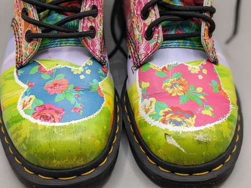 Dr Martens PASCAL DAZE Neon Floral Rabbit Multi Print Leather Boots US 8 UK 6 - Picture 3 of 10