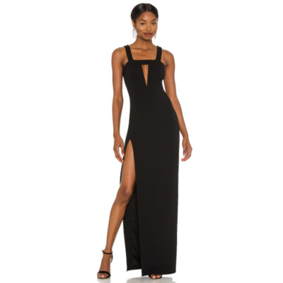 NEW KATIE MAY Take The Plunge GOWN DRESS SIZE XS 295 BLACK NORDSTROM