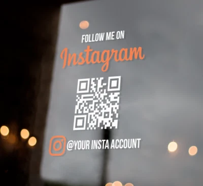 Follow us on Instagram QR CODE Vinyl Sticker Shop Window Social Media decal