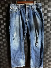 Express Mens 34x31 Jeans Classic Low Rise Boot Cut Kingston Denim *see Note*