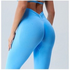 V Back Yoga Pants for Women Scrunch Butt Seamless Leggings Workout Push Up Gym
