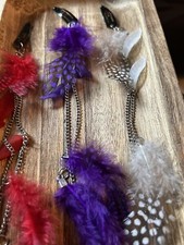 6Pcs Feather Hair Clips, Handmade Boho Hair Extensions with Clip Comb, Bohemian