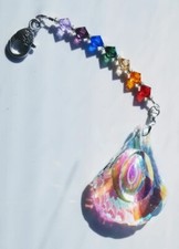 Handmade Crystal faceted prism 63AB suncatcher with clasp and 4" crystal beads