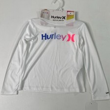Hurley Girls Youth Shirt 4 Swim Stretch UPF Sunshirt Rash Guard White Size 4