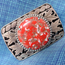 Classic Western Dress Belt Buckle Speckled Red Cowgirl Cowboy Vintage 80s.MMR835