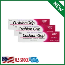 Pack of 3 Cushion Grip Thermoplastic Denture Adhesive 1 Oz - 100% Waterproof & Z