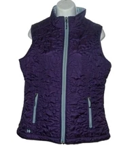 Double Diamond Vest Women S Purple Quilted Floral Pattern Full Zip Layer Winter