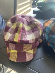 D&Y Blue Knit Plaid Flannel Lined Adult OSFM Cabbie Cap Hats Qty 2