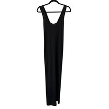 Old Navy Ribbed Maxi Tank Dress Womens S Tall Sleeveless Black Linen Blend NEW