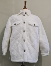 Madison & Joe Faux Shearling Shirt Jacket White Size 2xl