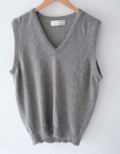 Lyle & Scott, Lyle & Scott Vest Sweater 100% Cashmere Made in Scotland Size M Gray *08DG0110p