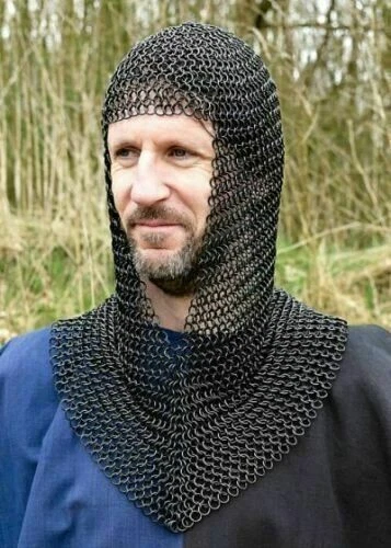 Medieval Chainmail Armor Coif Butted Chain mail Hood Reenactment LARP