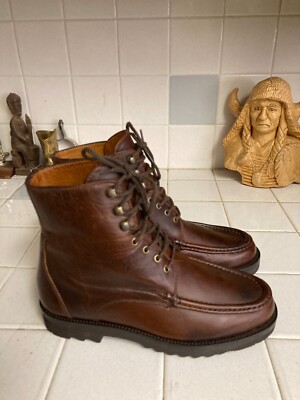 Cole Haan Brown Leather Lace Up Boots | Steel Toe for Durability Cole Haan Brogue Boots Lace-up Flat Heel Tan Leather Size 6.5 main image 4