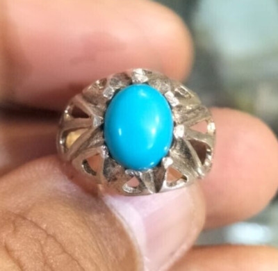 Natur Türkis Stein Ring Anständig Feroza Ring Pinky Finger Ring Silber 925
