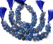 Natural Gem Chalcedony 10 mm Faceted Heart Briolette Beads 7" Strand