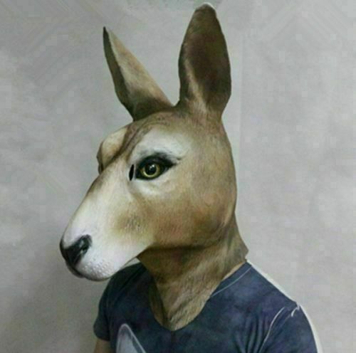 Kangaroo Wallaby Latex Mask Deluxe Australia Floyd Animal Fancy Dress Masks AT - Picture 2 of 4
