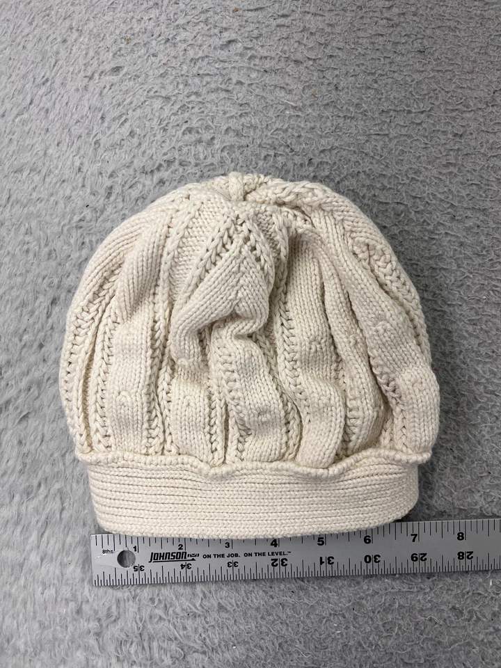 Gorro Gap Toque Juvenil Mediano Blanco Bordado Palomitas Tejido Mezcla de Lana Esquí Pom Foto 4 de 4
