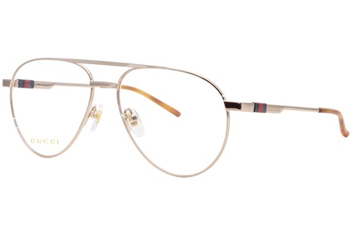 Gucci GG1679O 002 Eyeglasses Frame Men's Gold Full Rim Pilot Style 56mm