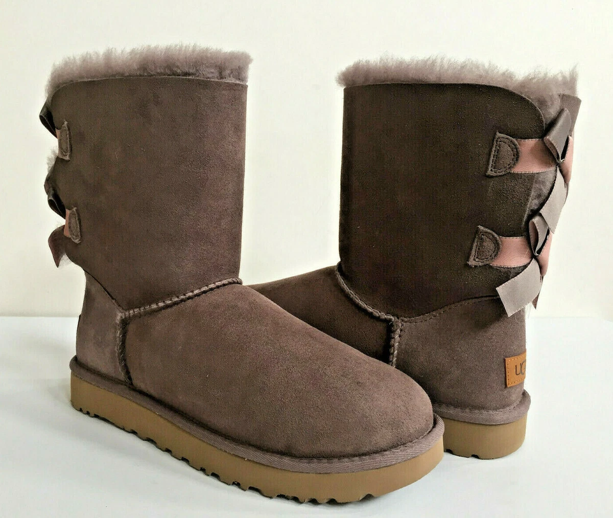 UGG BAILEY BOW II SHIMMER STORMY GRAY WATER RESISTANT BOOT US 5 EU 36 UK 3