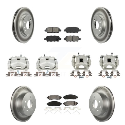 Brake Caliper Coat Rotor Semi-Metallic Pad Front Rear Kit (10Pc) For Nissan LEAF