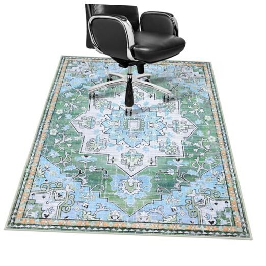 Hardwood & Tile Floor Office Chair Mat Anti-Slip 48x60 in Green or Blue