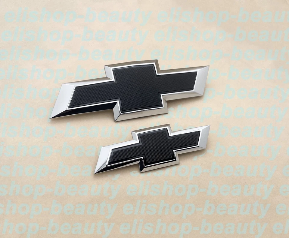 New 2021-2025 Suburban Tahoe Front & Rear Chrome Black Bowtie Emblems Kit OEM - Image 4 of 4