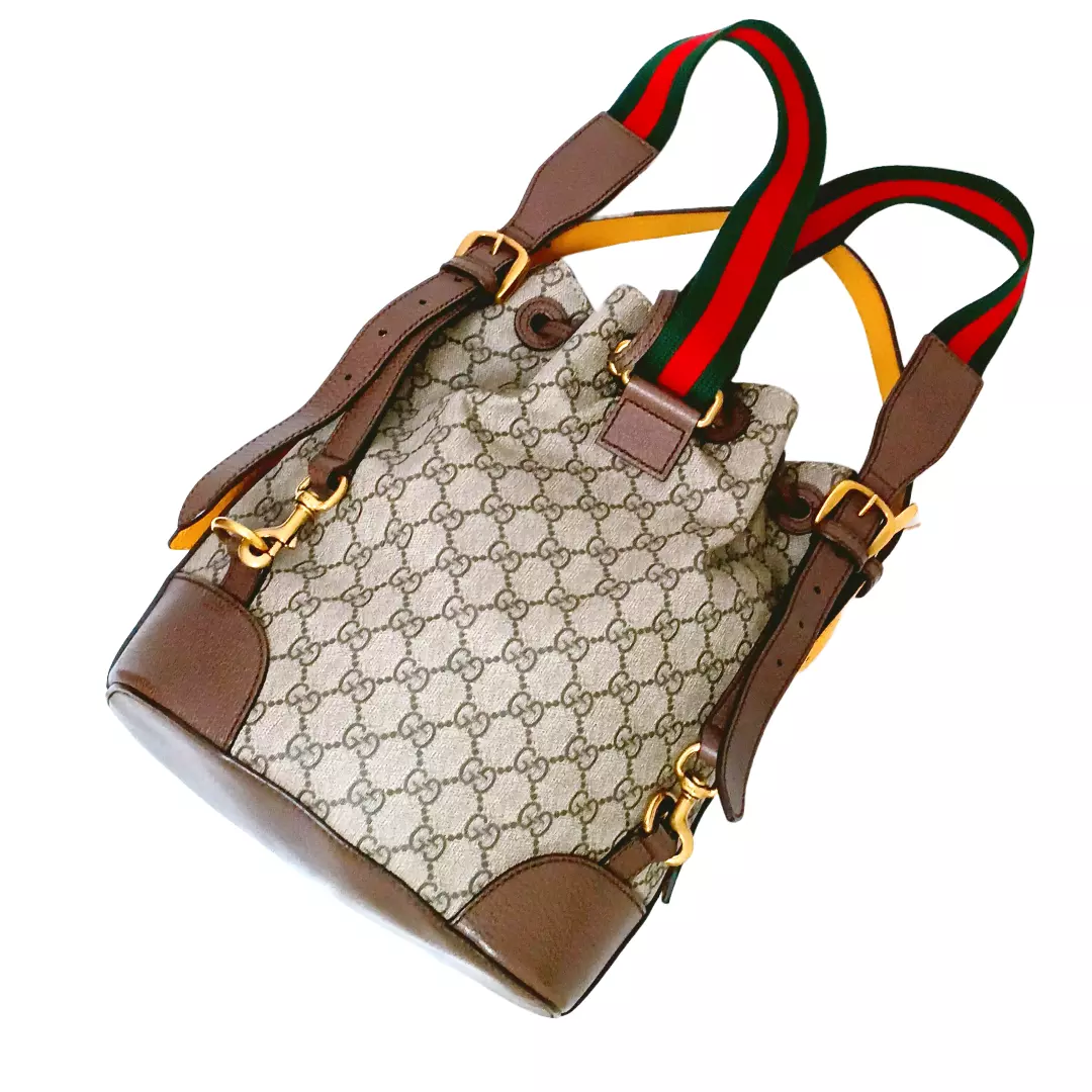 Sac à dos bandoulière GUCCI Neo Vintage GG Supreme 2WAY marron toile cuir occasion