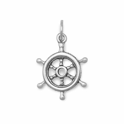 Sterling Silver Oxidized Ships Helm Charm