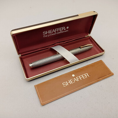 SHEAFFER IMPERIAL STERLING SILVER DIAMOND MESH FOUNTAIN PEN 14K EF