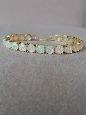 Gold White Opal Tennis Bracelet | Opal Bracelet | Opal