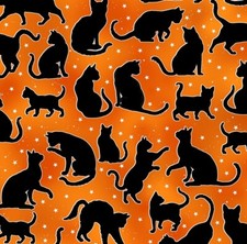 Feline Drive Fabric HALLOWEEN SPIRIT Spooktacular Cats - Fat Quarter 18x22" FQ
