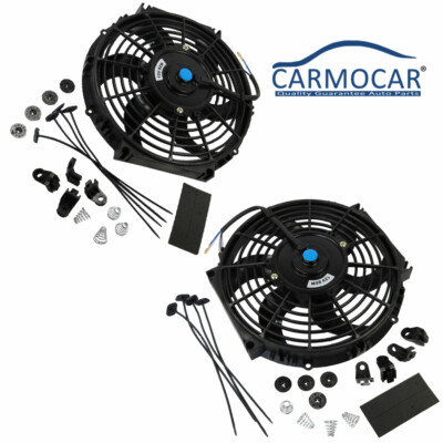 2X Universal 10'' inch Slim Pull Push Racing Electric Radiator Engine Cooling Fan
