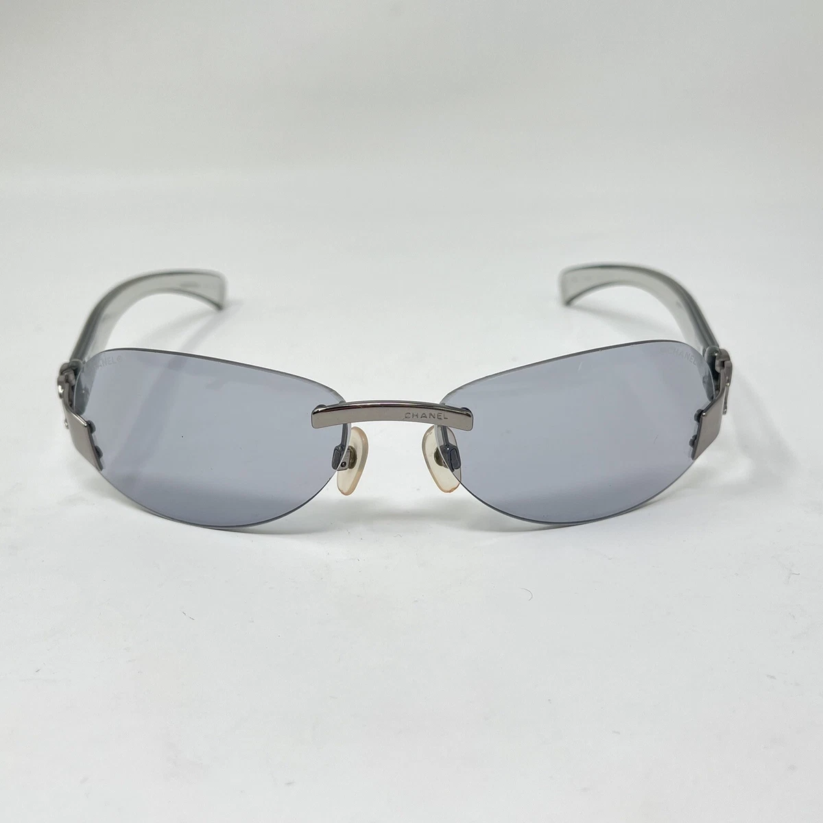 Deadstock 90s Vintage Rimless Y2k Sunglasses - Silver