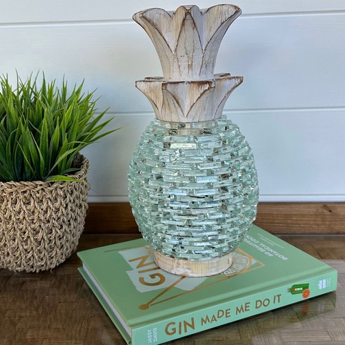 Pineapple Glass Tropical Theme Tea Light Holder - Small 19cm - Coastal Decor - Picture 2 of 3